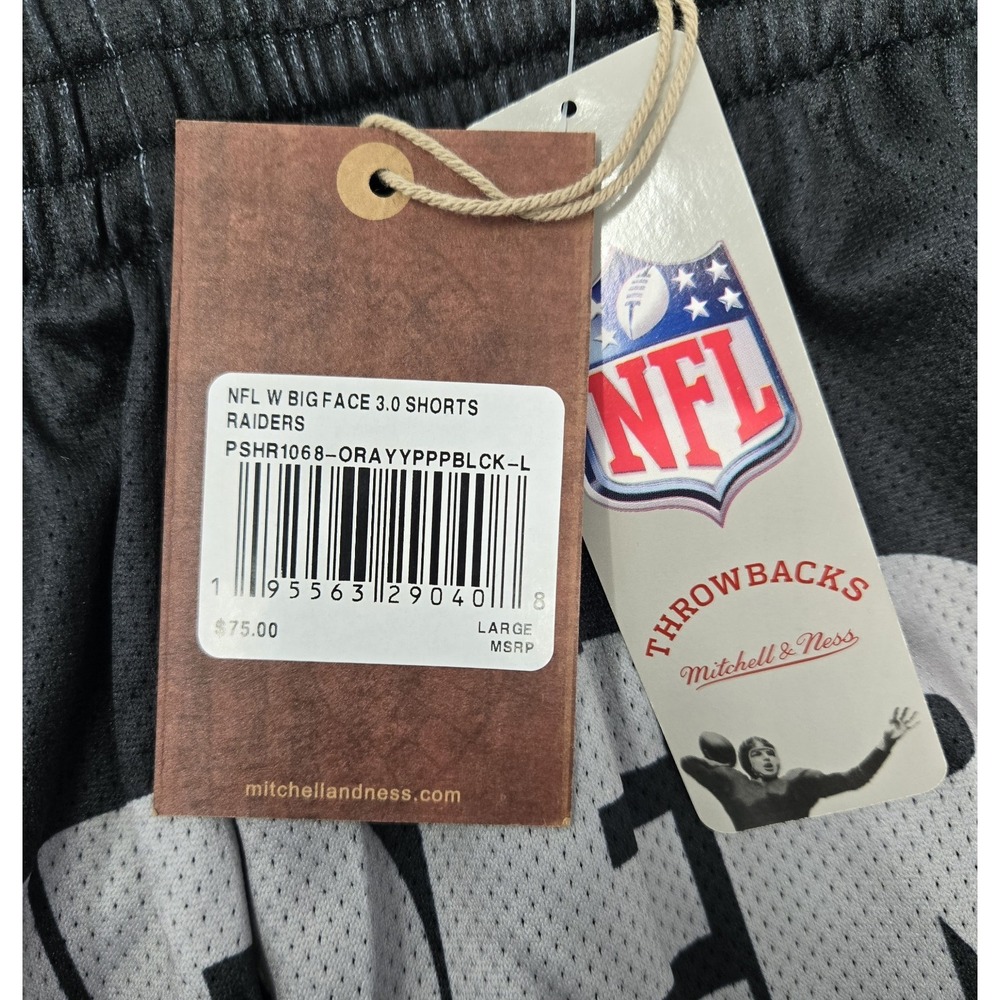Oakland Raiders Shorts Womens L Mitchell & Ness Las Vegas Big Face 3.0 Team NFL - Picture 6 of 7